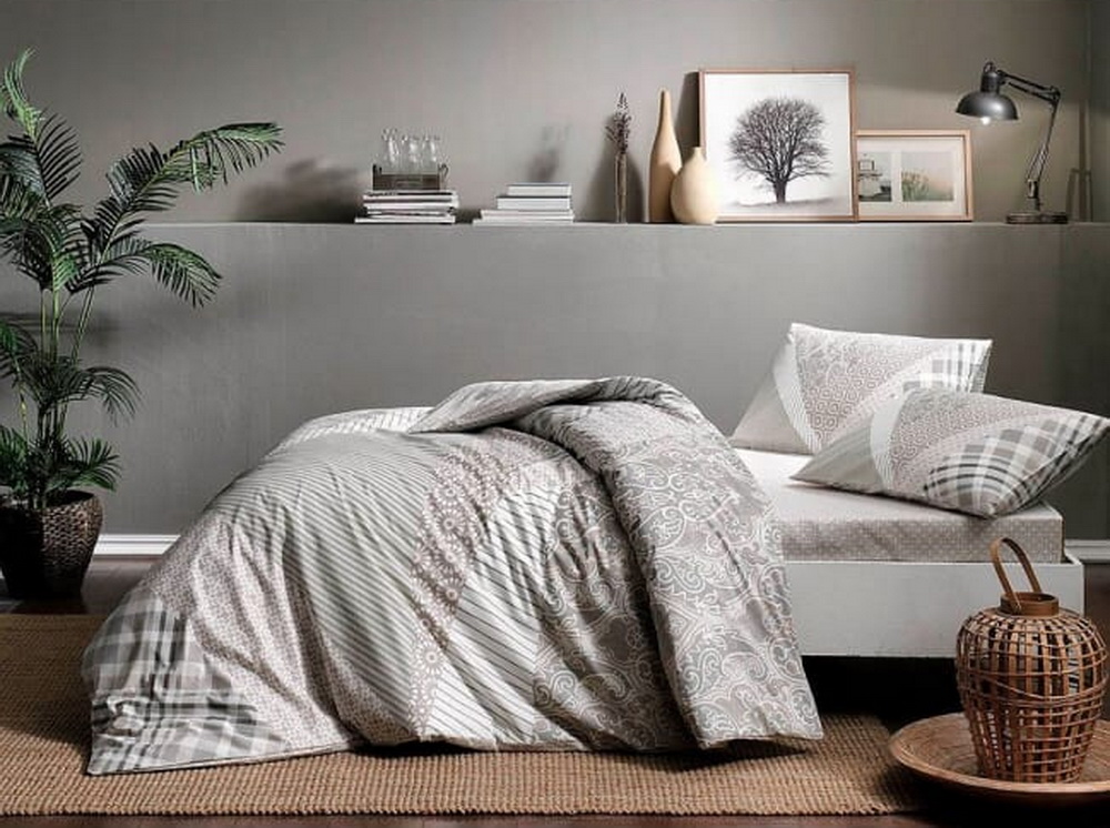 

Постельное белье Tac Saylor V01 gri Евро турция, ранфорс