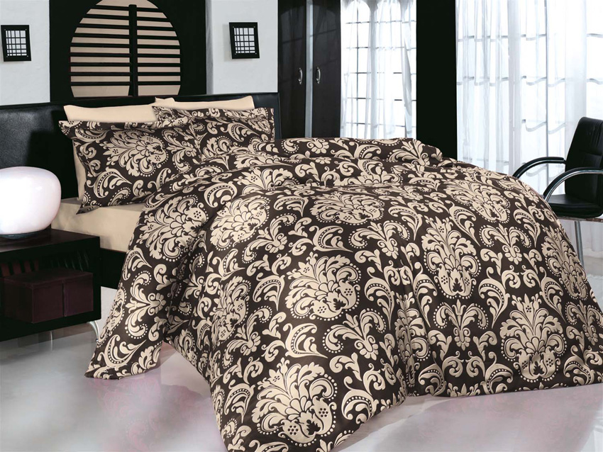 

Постельное белье Altinbasak Era Kahve Евро турция, сатин люкс