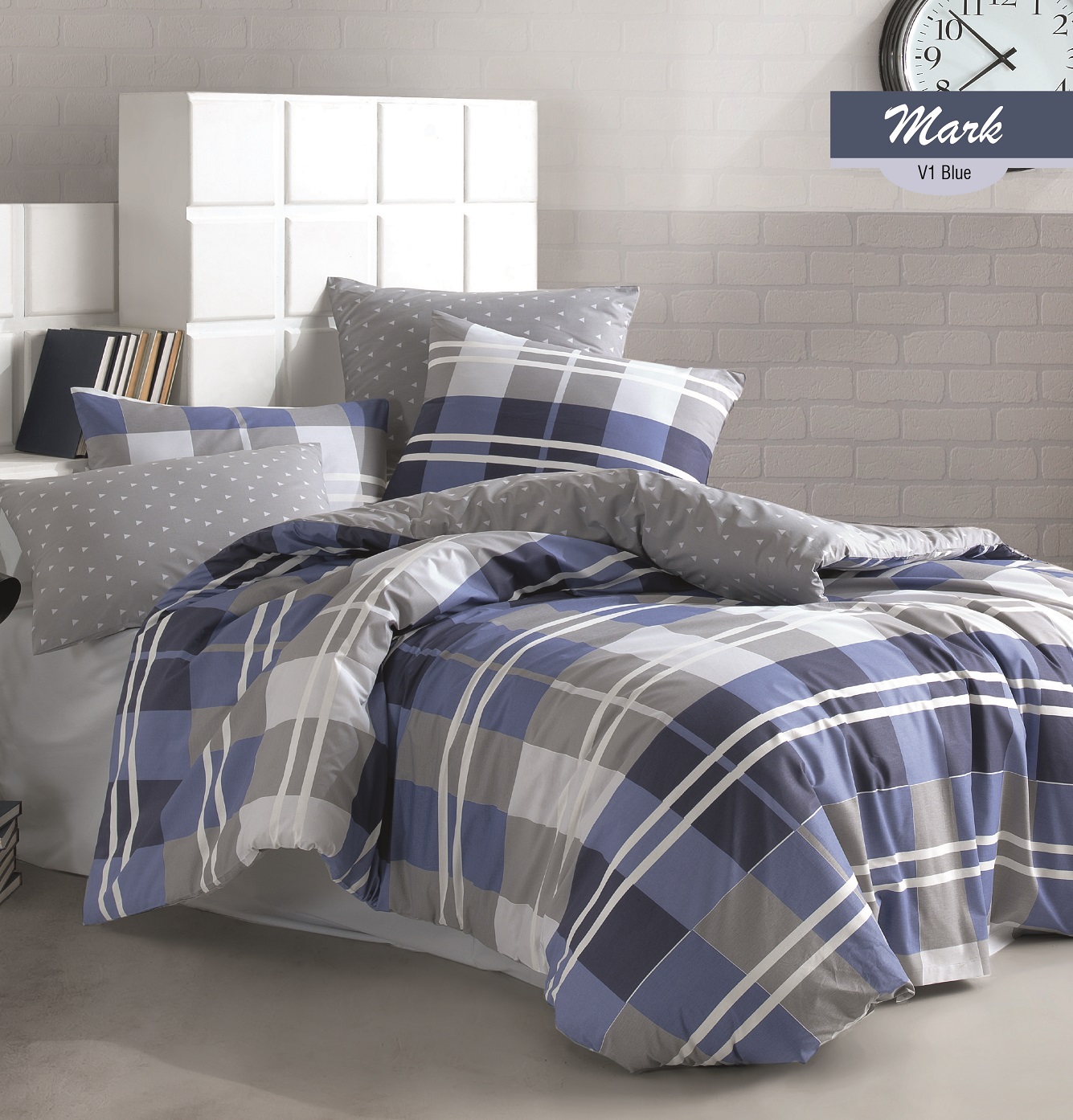 

Постельное белье Cotton Box Majoli Mark V1 Blue Евро турция, ранфорс