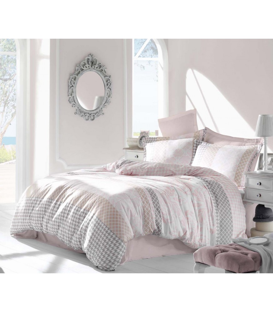 

Постельное белье Altinbasak Risha Pembe Евро турция, сатин люкс