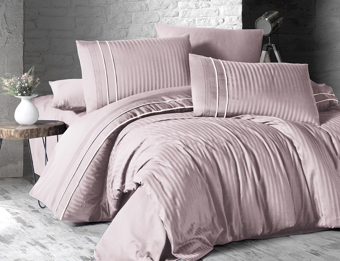 

Постельное белье First Choice Stripe Style Pudra Евро турция, сатин люкс
