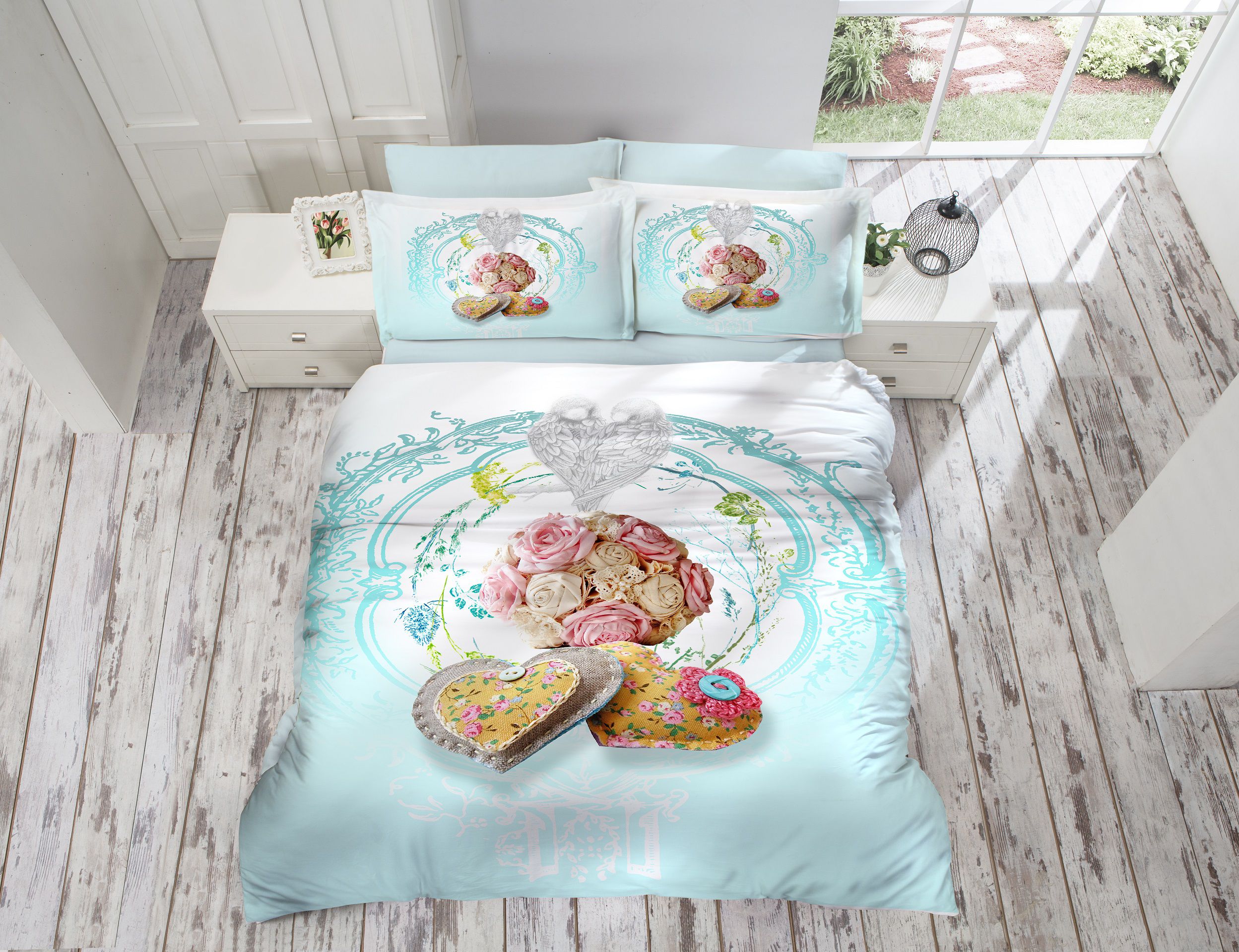 

Постельное белье Cotton Box Gokay Hearts Евро турция, сатин 3d