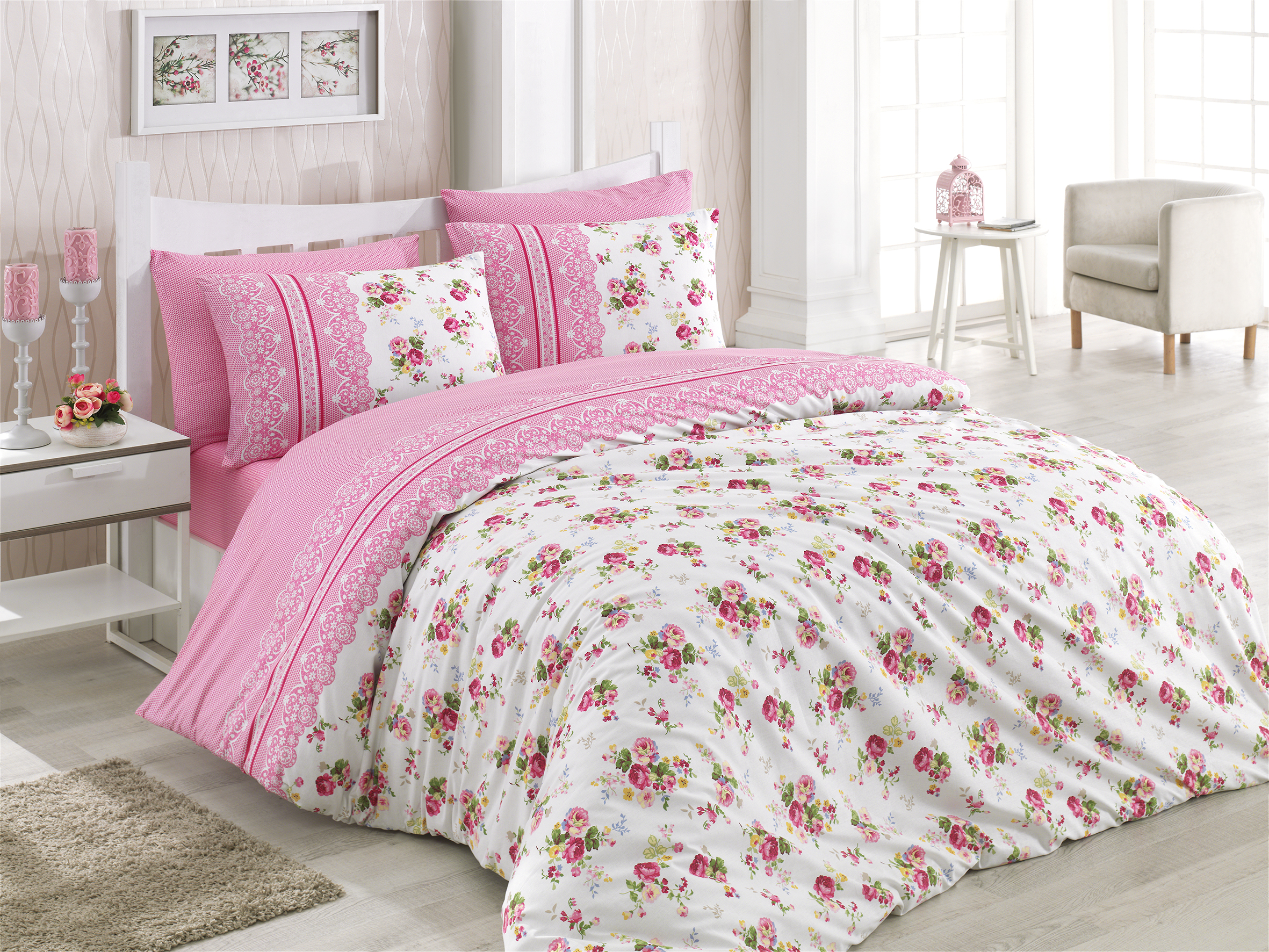 

Постельное белье Cotton Box Majoli Rosa V1 Евро турция, ранфорс