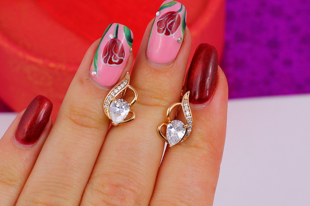 

Серьги Xuping Jewelry с камнем перевернутая капелька 1,4 см золотистые