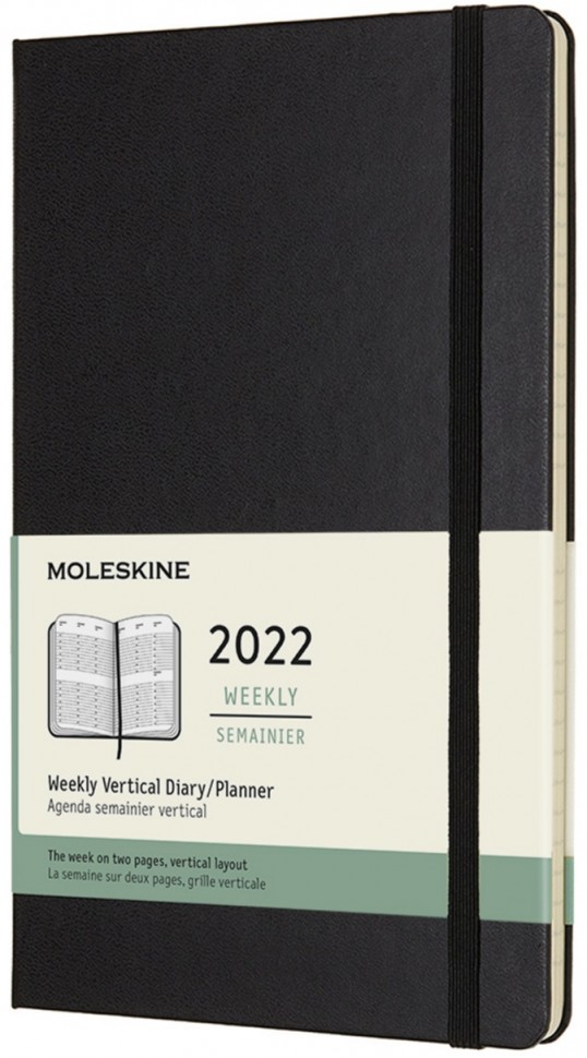 

Вертикальний щотижневик Moleskine на 2022 рік середній 13 х 21 см чорний