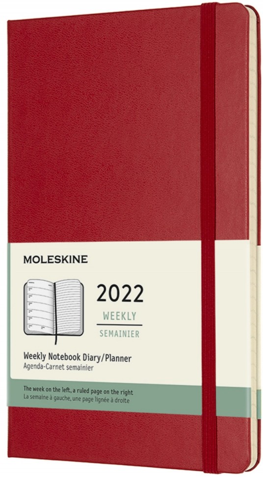 

Щотижневик з місцем для записів Moleskine на 2022 рік середній 13 х 21см червоний