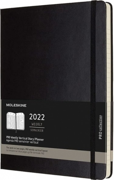 

Вертикальний щотижневик Moleskine PRO на 2022 рік великий 19 х 25 см чорний