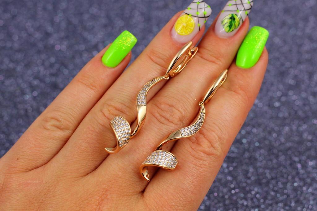 

Серьги подвески Xuping Jewelry завитушки 5,5 см золотистые