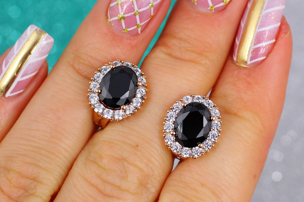 

Серьги Xuping Jewelry малинки с черным камнем 1,3 см золотистые