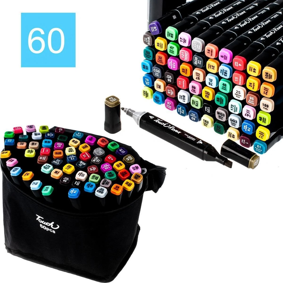 

Набор двусторонних спиртовых маркеров 60 pcs