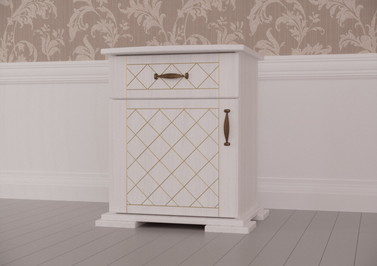 

Тумба Женева ЧДК эмаль Белый + патина золото