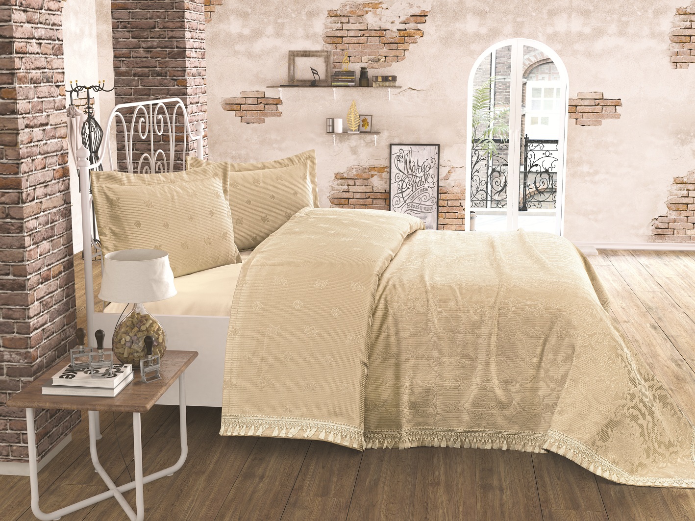 

Покрывало Cotton Box Tropik Home Alegra Beige 230х240 см турция, полиэстер