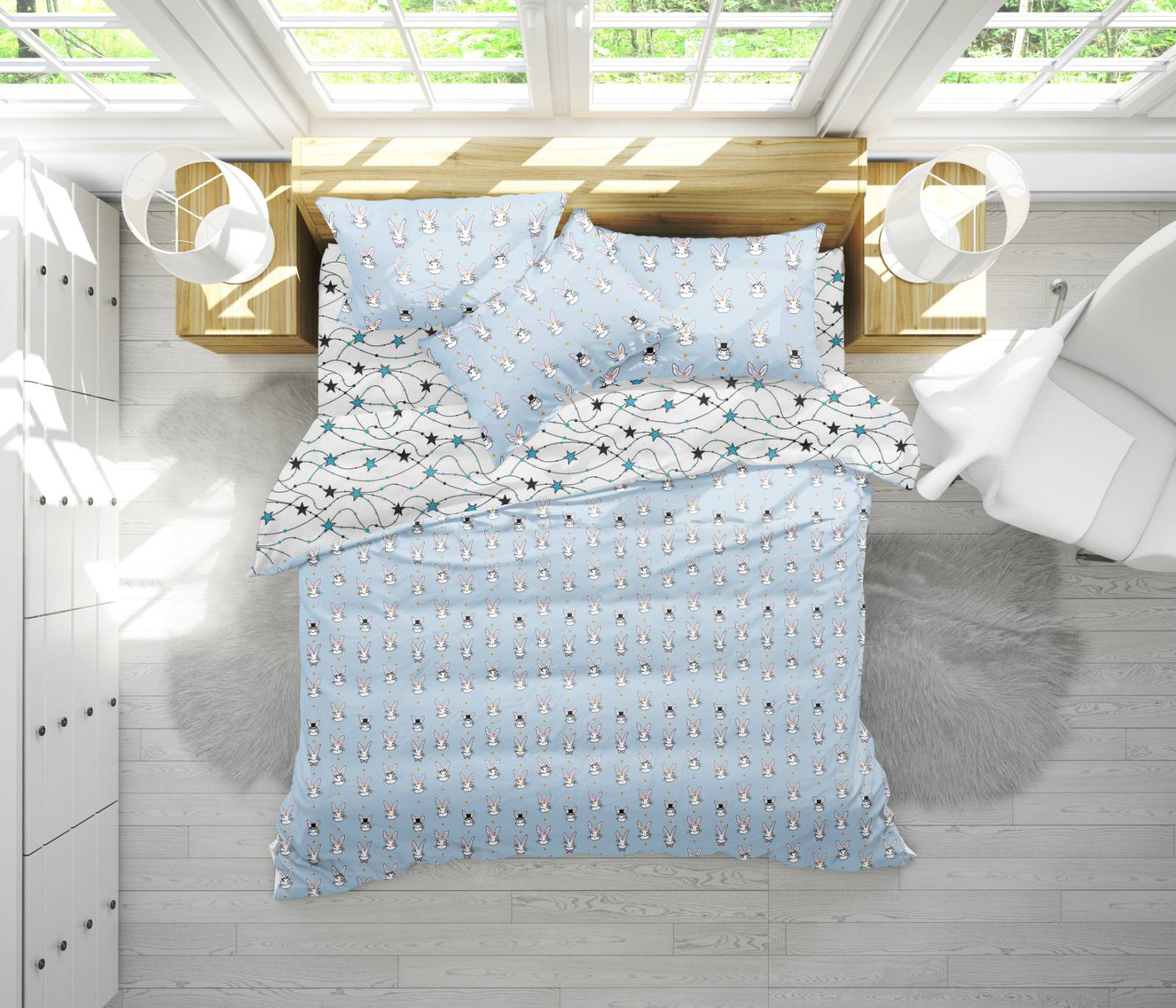 

Постельное белье MirSon 17-0527 Bunnies Полуторный италия, бязь