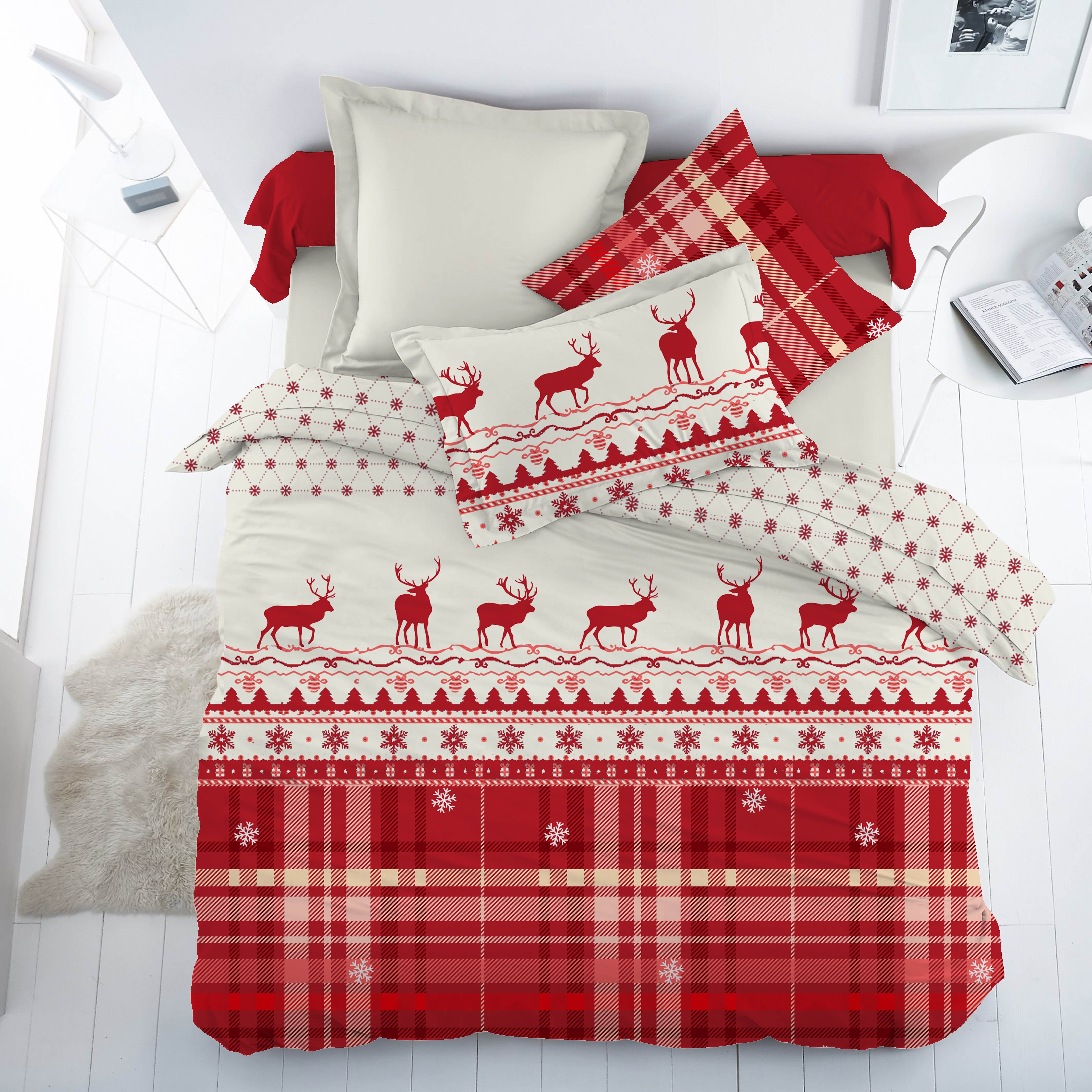

Постельное белье Cotton Box Majoli Santa V2 Red Евро турция, ранфорс