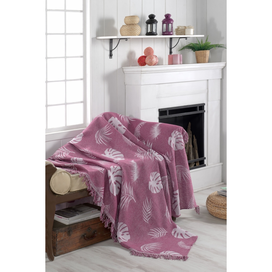 

Плед Eponj Home Buldan Keten Monstera mor 170Х220 см турция, хлопок
