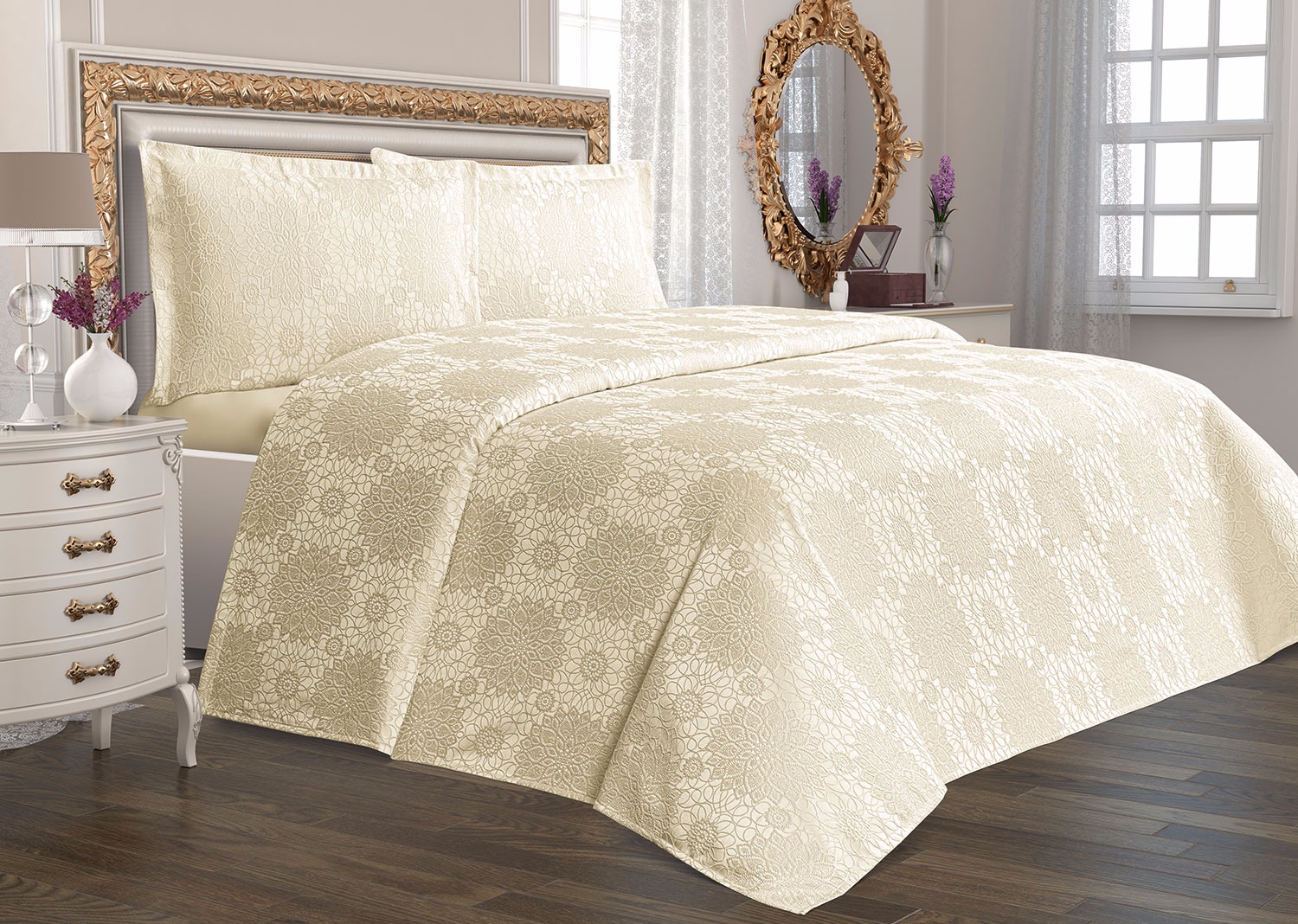 

Покрывало Cotton Box Tropik Home Amore Cream 220х230 см турция, полиэстер