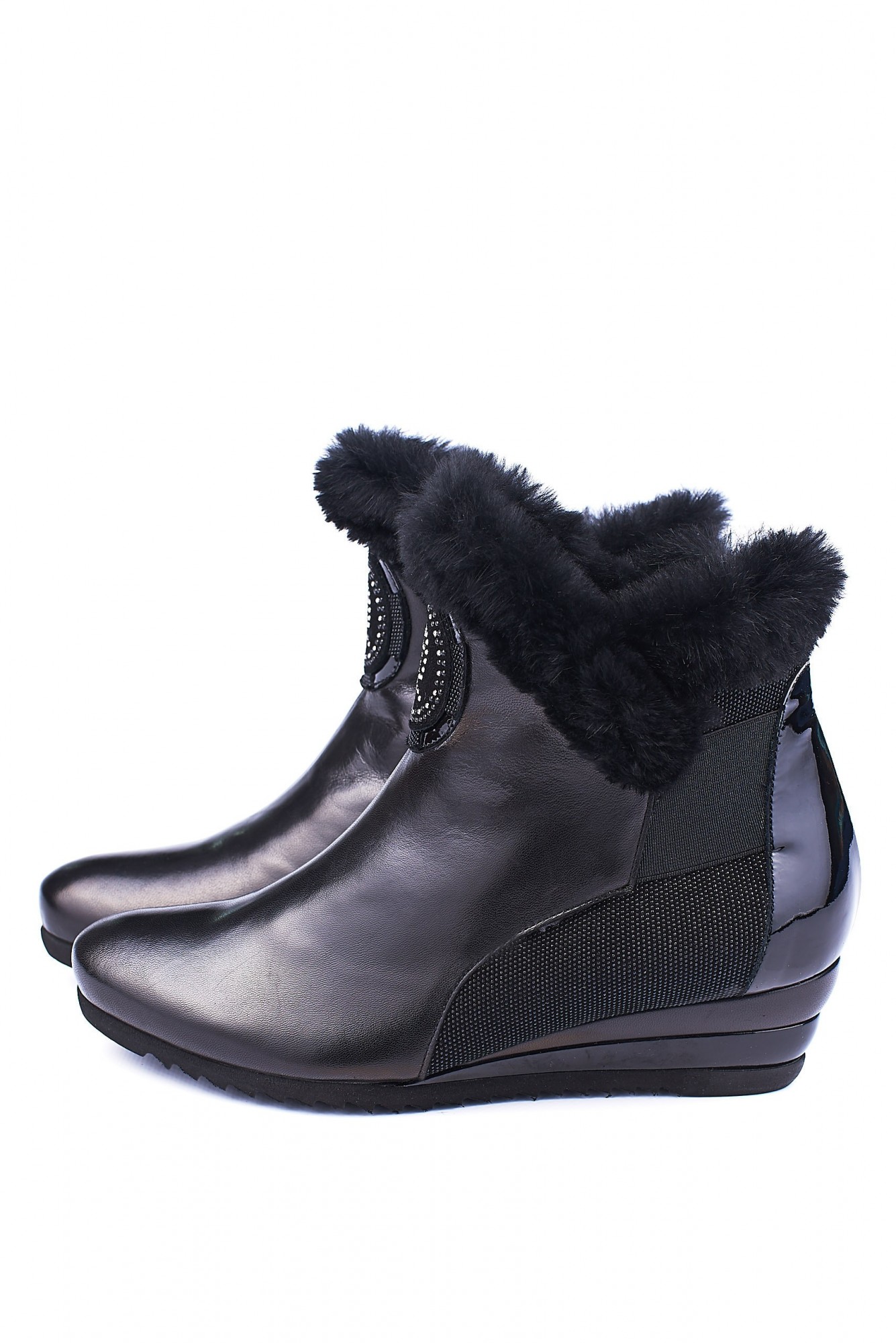 

Ботинки на танкетке с опушкой Donna Laura 39 черный