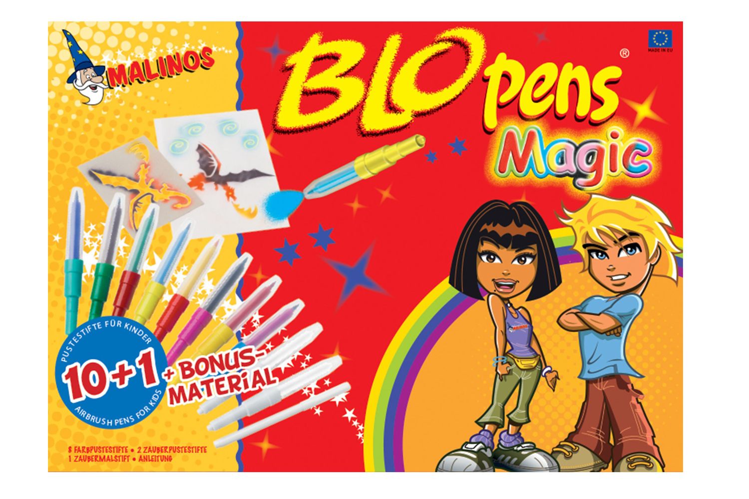 

Воздушные фломастеры-аэрографы волшебные Malinos Magic 8+2+1 шт