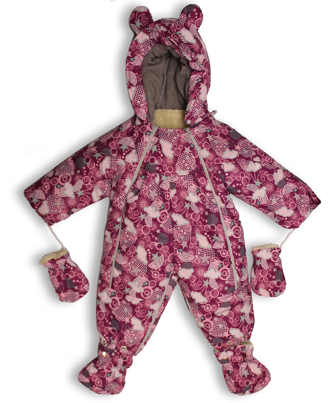 

Комбинезон-трансформер Съемная Овчина Розовые облачка рост 56 - 86