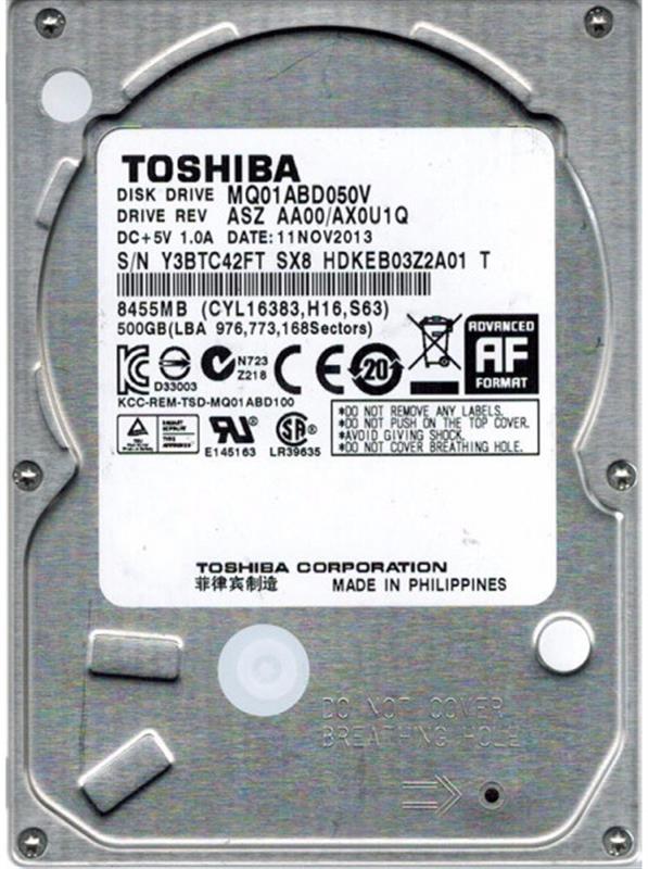 

HDD 2.5" SATA 500GB Toshiba 5400rpm 8MB (MQ01ABD050V)