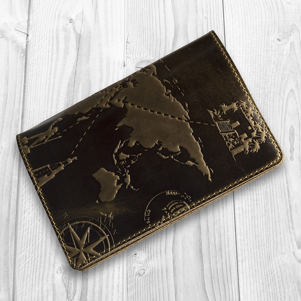 

Обложка для паспорта HiArt PC-01-S19-1020-T002 Shabby Brown "7 wonders of the world"