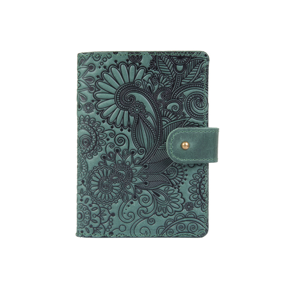 

Кожаное портмоне для паспорта / ID документов HiArt PB-02/1-S19-5920-T005 Shabby Alga "Mehendi Art"