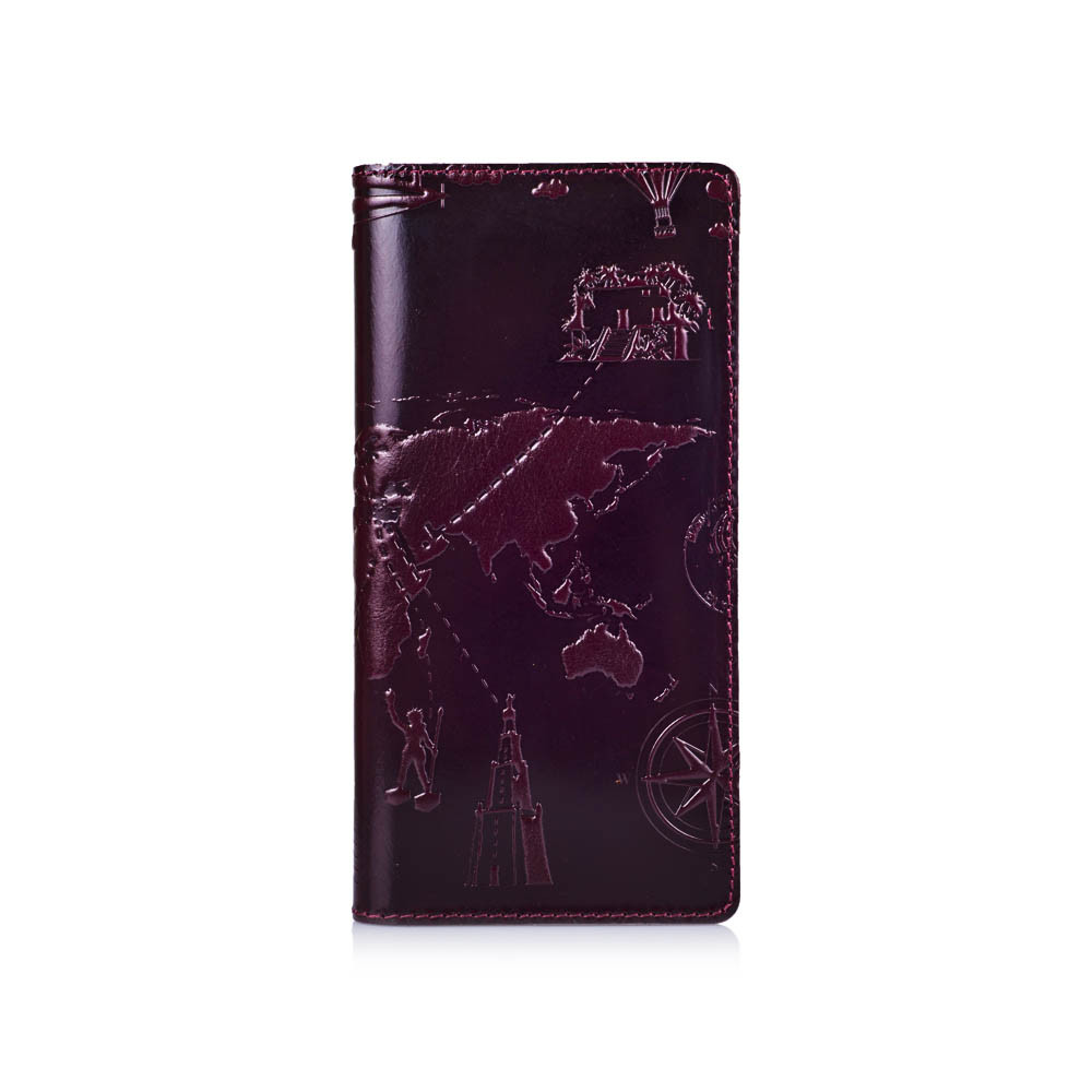 

Красный Кожаный Бумажник Hi Art WP-02-C19-1652-T002 Crystal Red "7 wonders of the world"