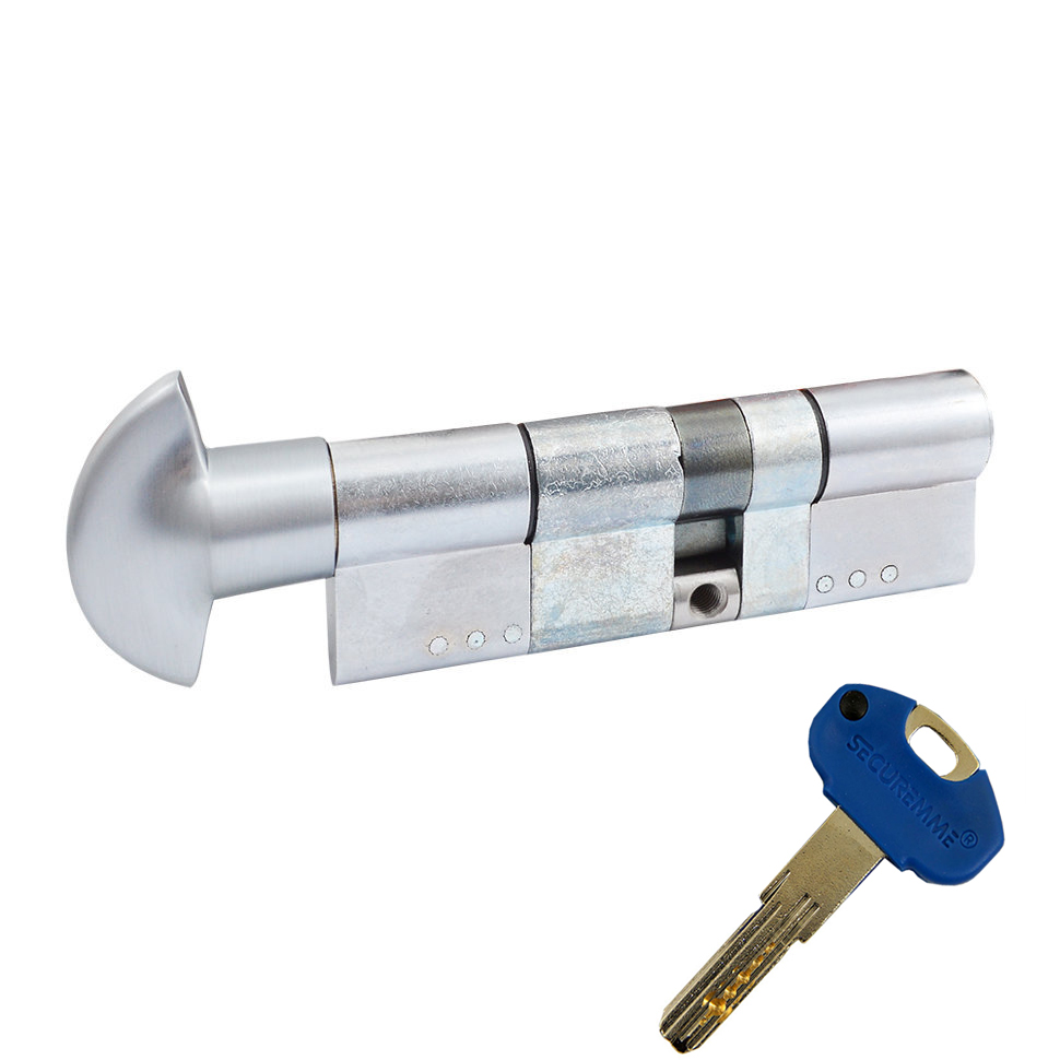 

Цилиндр SECUREMME K1 ключ-тумблер (мат хром) 110 мм (60+50Т)