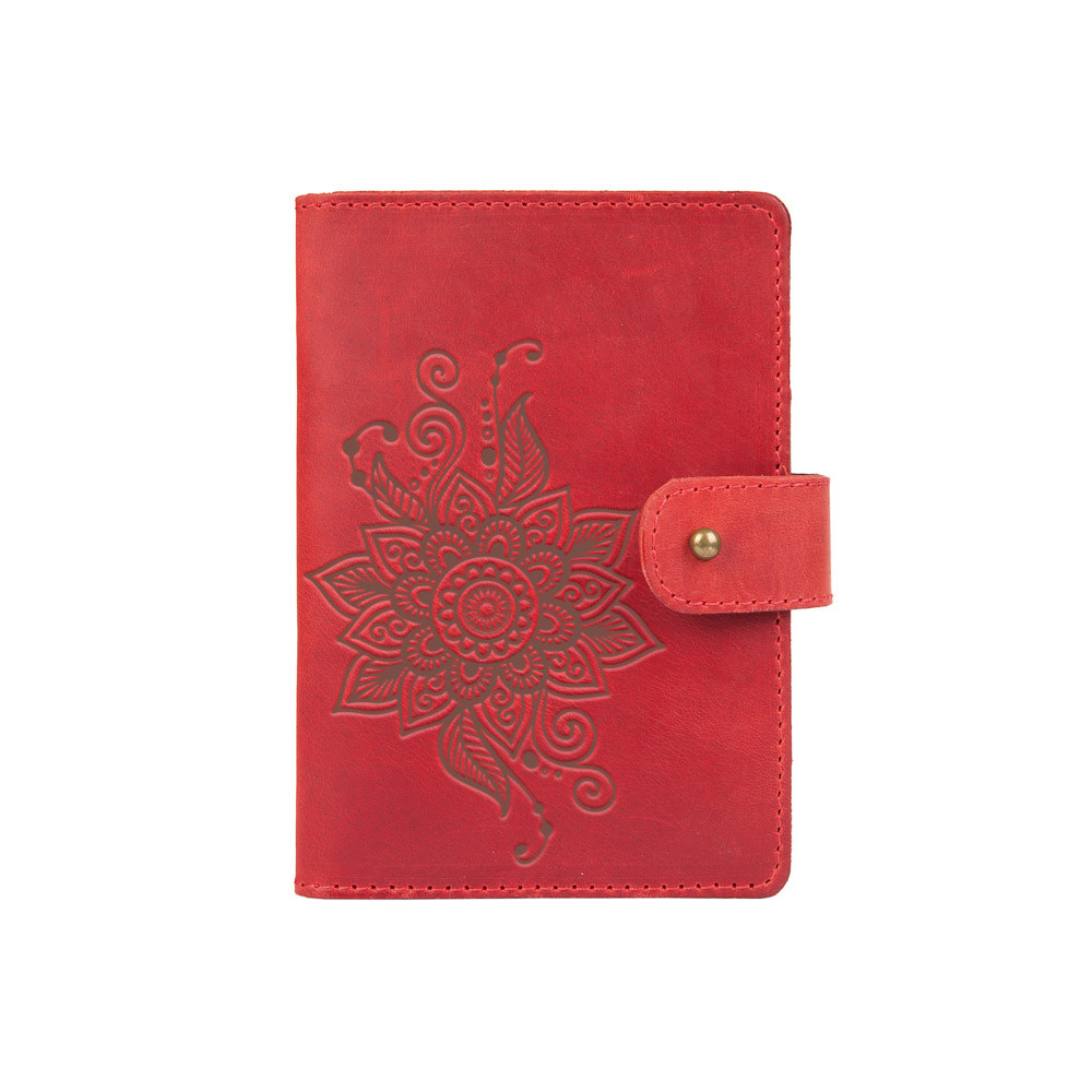 

Кожаное портмоне для паспорта / ID документов HiArt PB-03S/1-S18-1440-T006 Shabby Red Berry "Mehendi Classic"