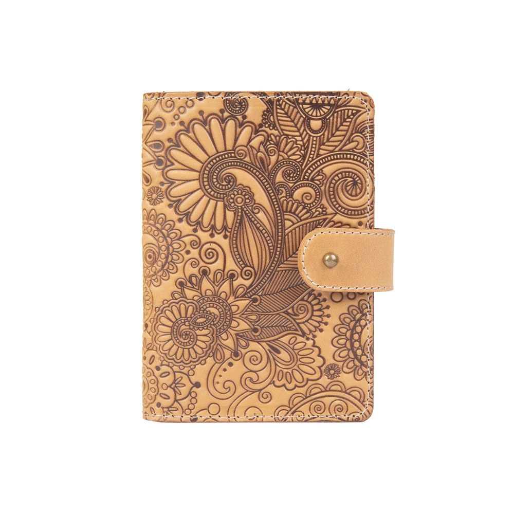 

Кожаное портмоне для паспорта / ID документов HiArt PB-03S/1-S18-0935-T005 Shabby Honey "Mehendi Art"