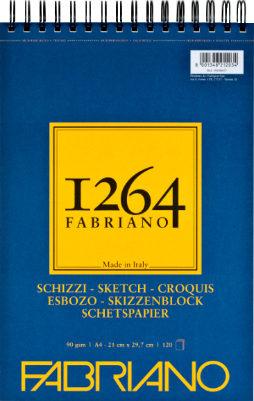 

Альбом для рисунка и эскизов Fabriano 1264 А4 90г/м2 на спирали 120 листов Слоновая кость (8001348212034)