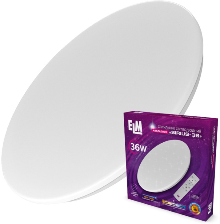 

Потолочный светильник ELM SIRIUS 36W 3000K-6500K с пультом ДУ (26-0074)