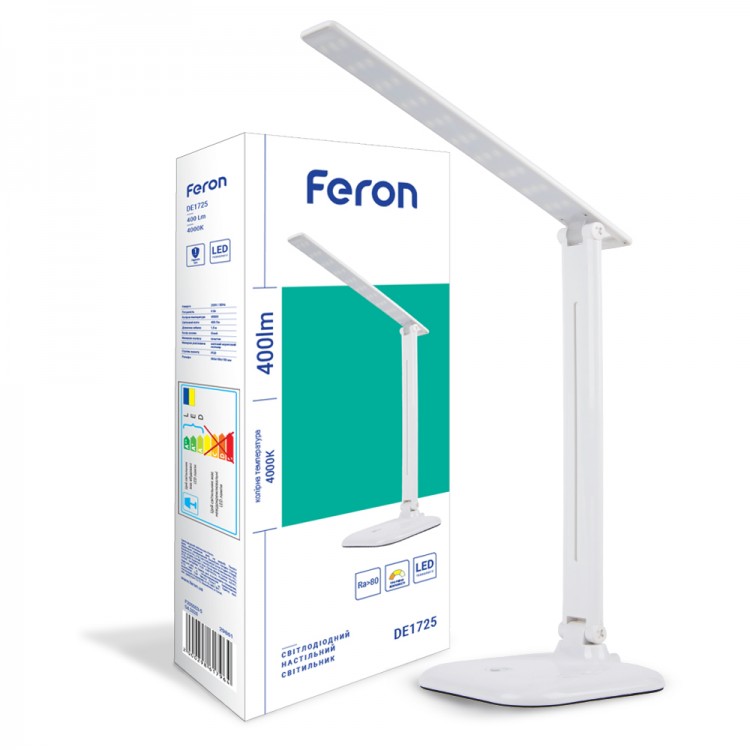 

Настільний світлодіодний світильник Feron DE1725 9W 4000K білий