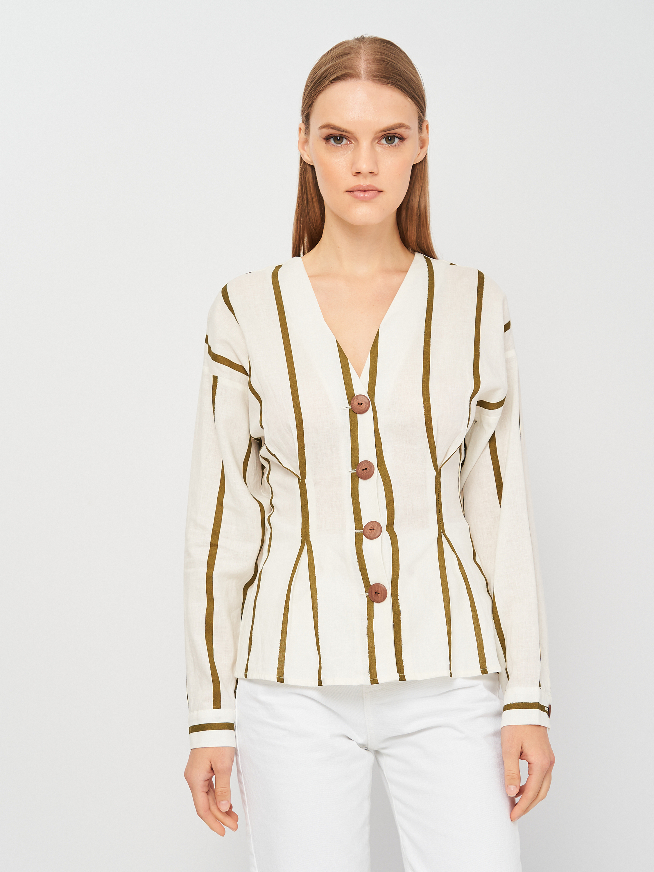 

Блузка Zara 7969/025/069 XS Белая в полоску