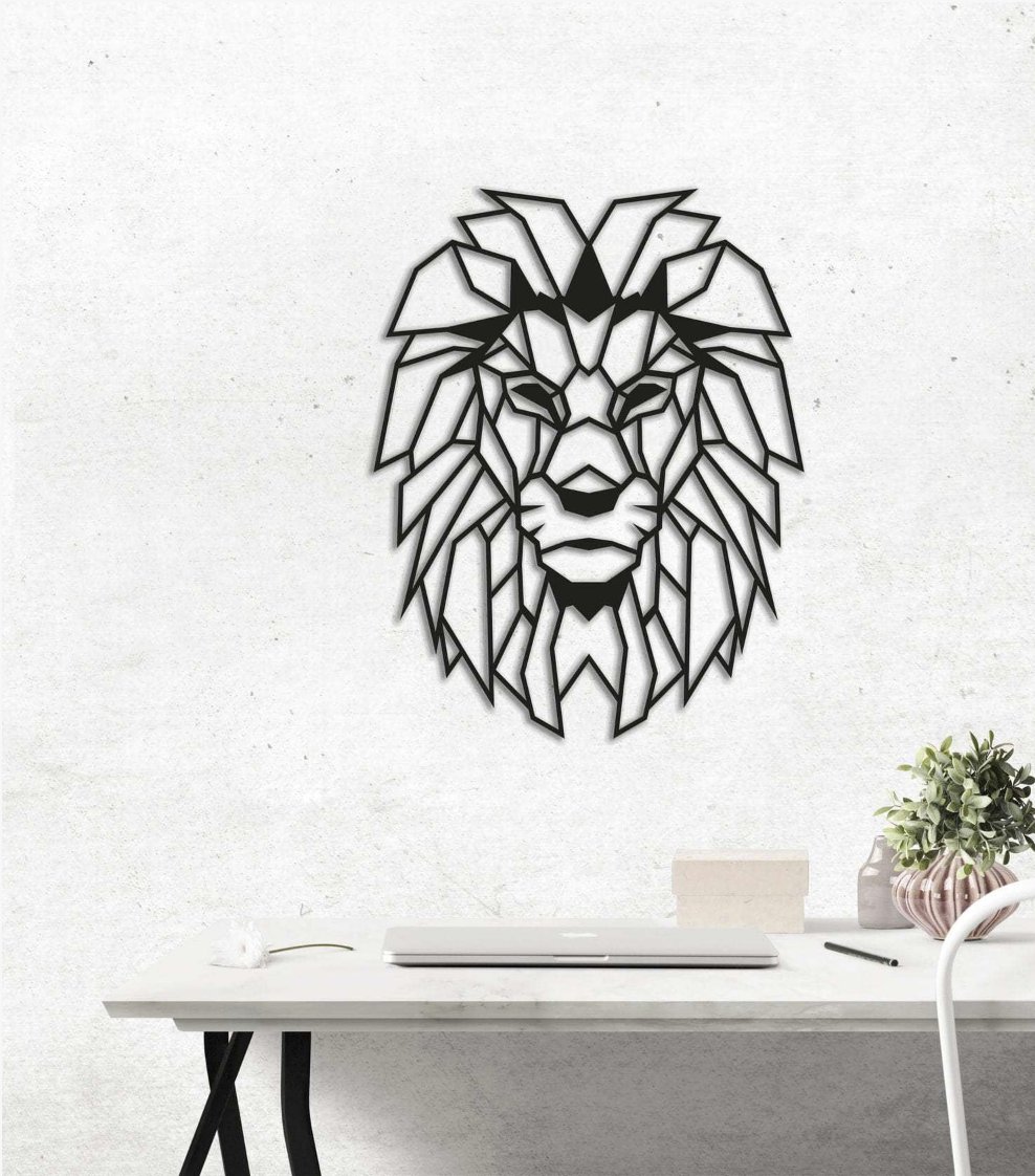 

Декоративное панно из дерева картина Lion Лев 90х150 см XL
