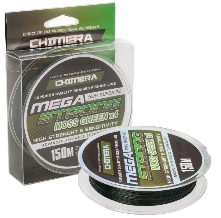 

Шнур Chimera Megastrong Moss Green PE X4 150m зеленый 0.08mm (CM-MG-150-08)