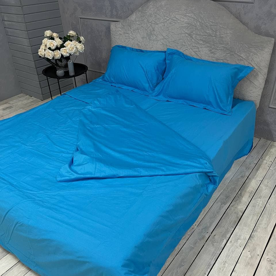 

Комплект постельного белья Cappone из Бязи (Хлопок) 200х220 см Голубое