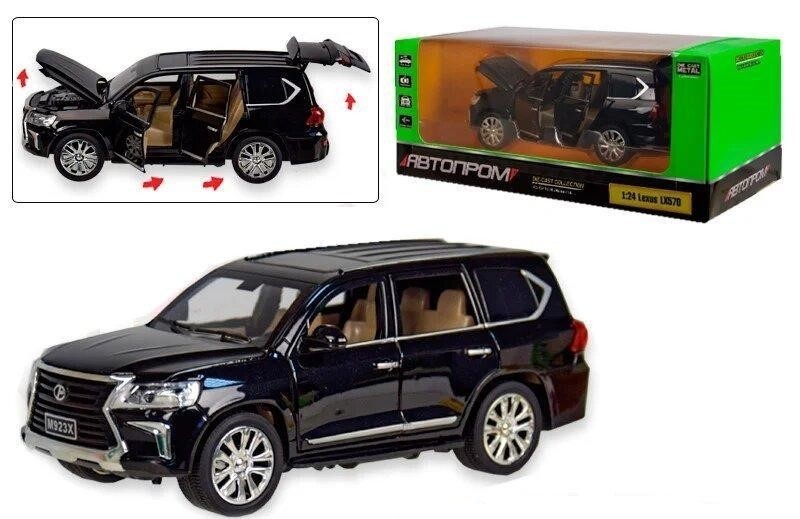 

Коллекционная металлическая машинка Джип Лексус Lexus lx570 с инерцией 1:24 Автопром Черный