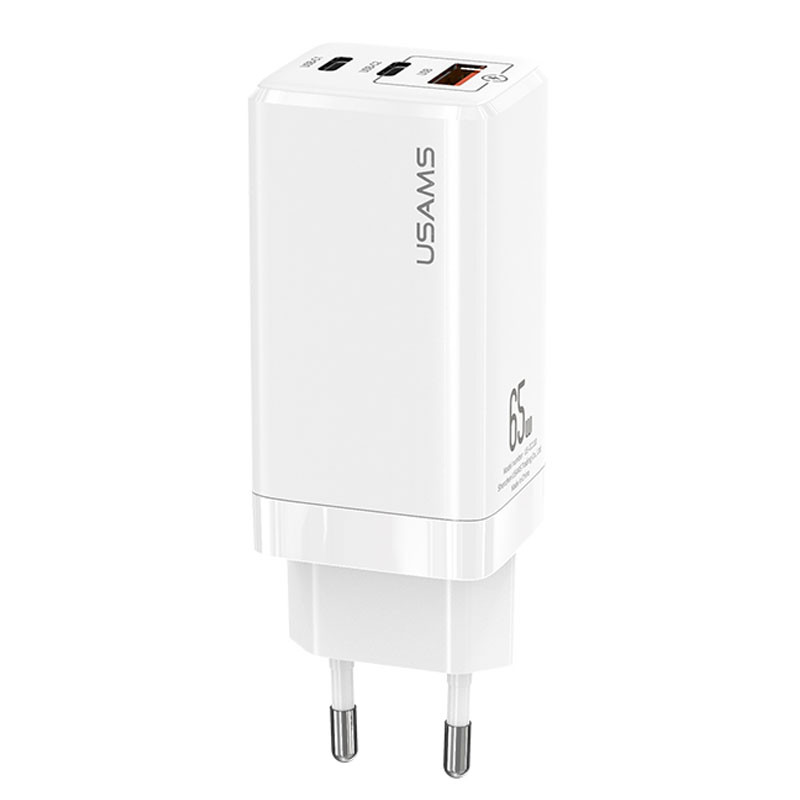

СЗУ Usams US-CC110 GaN Mini 65W (2Type-C/1USB QC) Белый