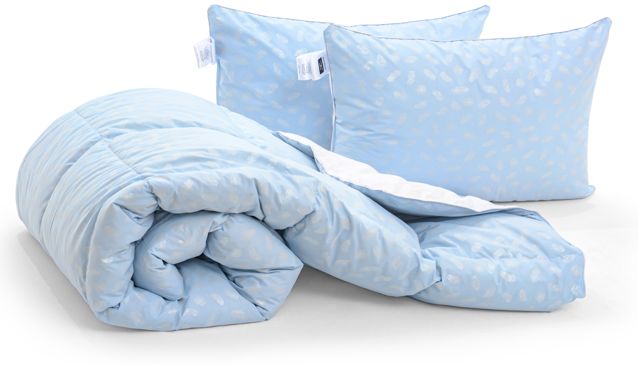 

Набор MirSon Karmen 1960 "Bio-Blue" (одеяло + две подушки 50*70 средние) 140х205 см + 50х70 см 2шт италия, био-пух