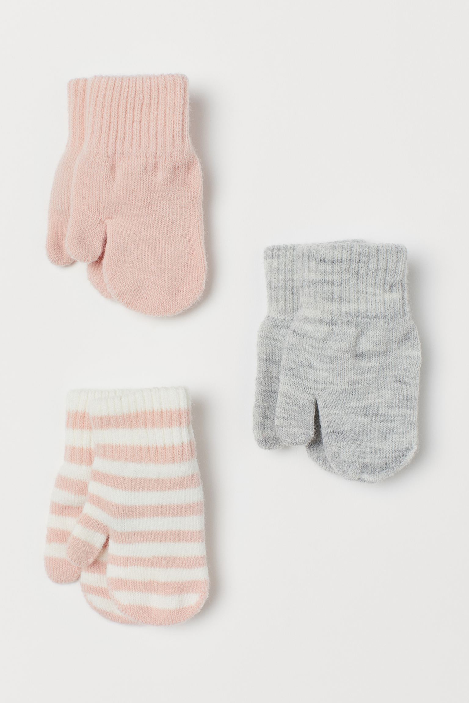 

Варежки (3шт) H&M 68 98см розовый, светло серый 7098022020