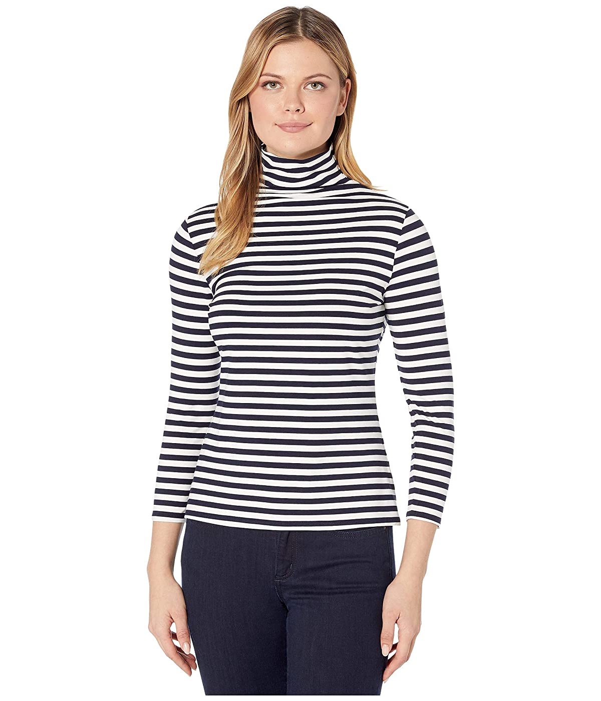 

Лонгслив Vince Camuto 3/4 Sleeve Mock Neck Pool Side Stripe Top Caviar, S (44)