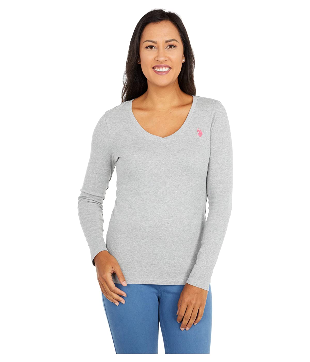 

Лонгслив U.S. POLO L/S V-Neck Rib Knit Tee Heather Grey 2, XS (42)