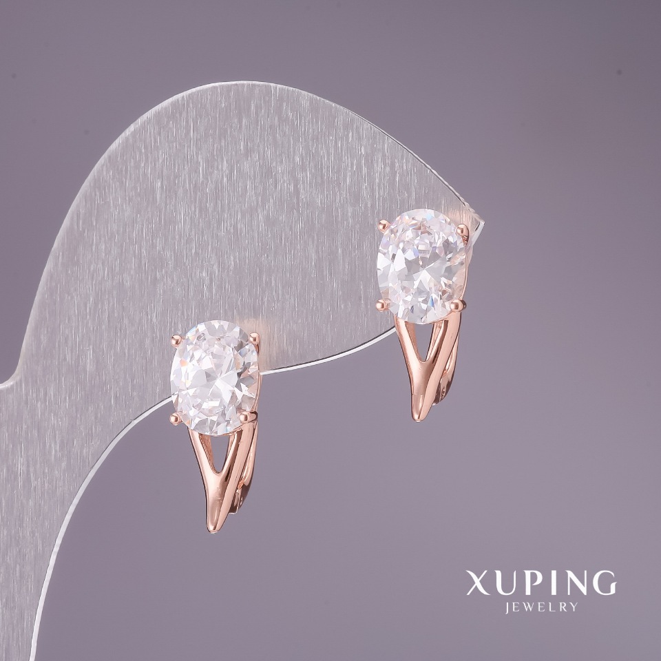 

Серьги Xuping с белыми камнями 16х7мм "красная" позолота, ida29462