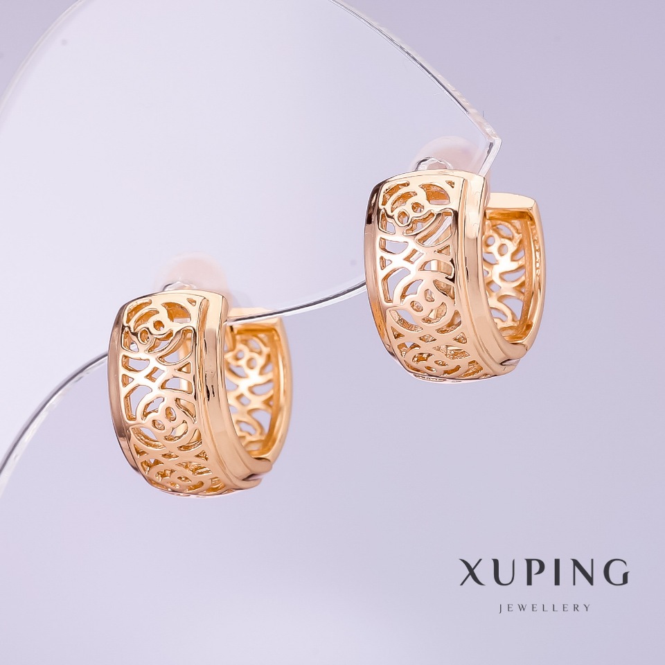 

Серьги Xuping ажурные, диаметр 8мм, длина 12мм позолота 18к, ida27115