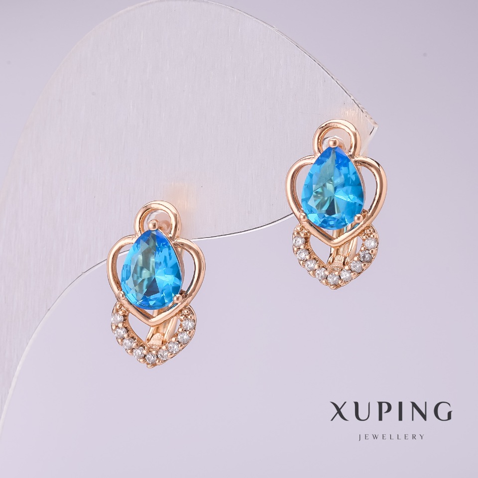 

Серьги Xuping с голубыми камнями 16х9мм позолота, ida32039