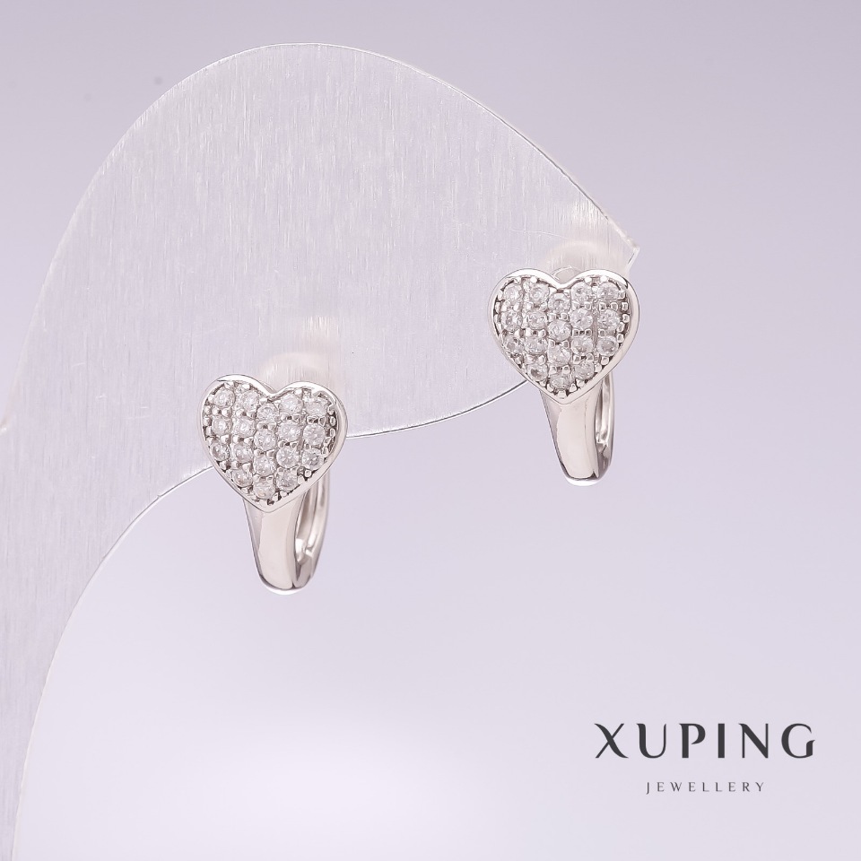 

Серьги Xuping Сердца родий с белыми стразами 9х15мм, ida30989
