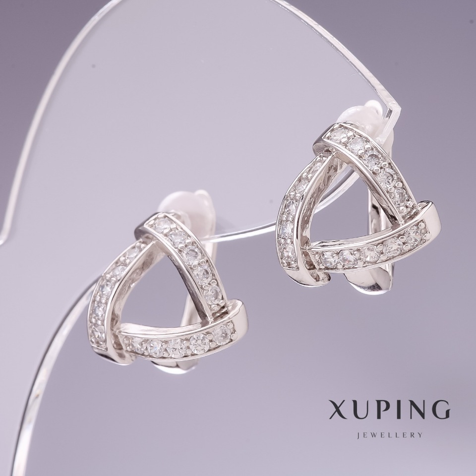 

Серьги Xuping с белыми стразами 12х13мм родий, ida26930