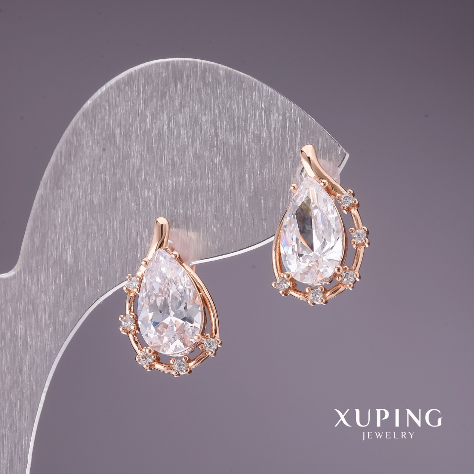 

Серьги Xuping с белыми камнями 19х11мм позолота 18к, ida28852