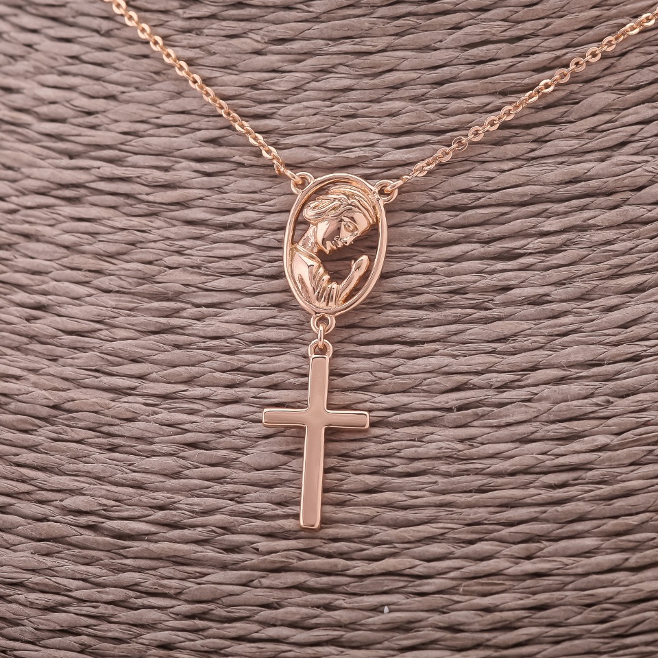 

Цепочка Xuping с кулоном "Молитва" с крестиком 34х9мм якорное плетение, толщина 1,4мм, длина 45-49см позолота, ida31774